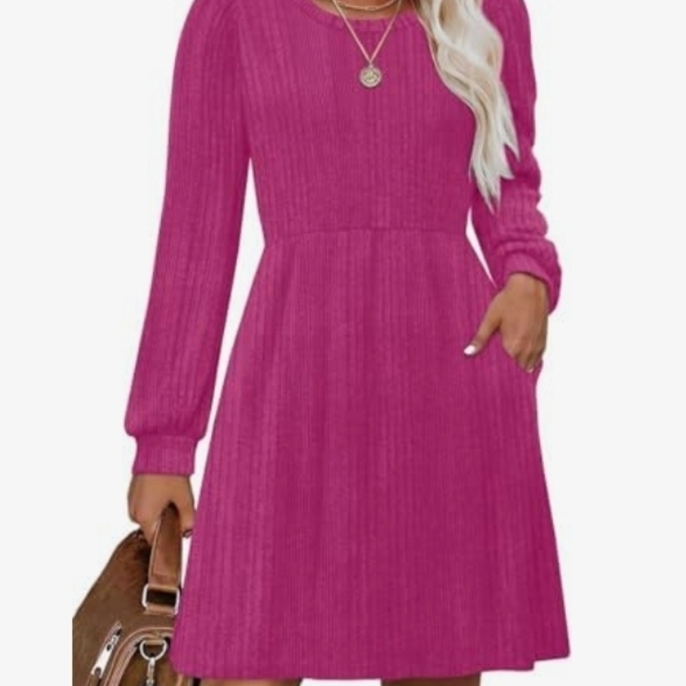 Elegant Pink Long Sleeve Dress